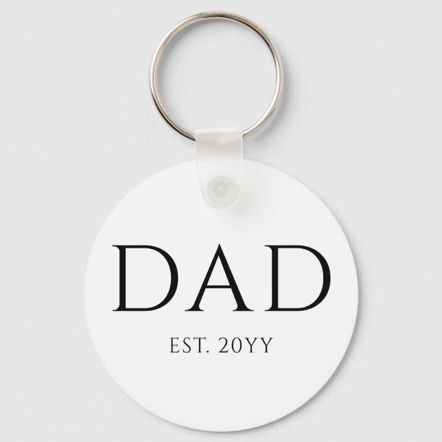 Dad Est Modern New Daddy Promoted to Dad Key Ring (Front)