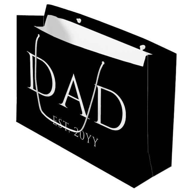 Dad Est Modern New Daddy Promoted to Dad Large Gift Bag (Front Angled)