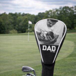 Dad Est Photo Black & White Year Father's Day Golf Head Cover