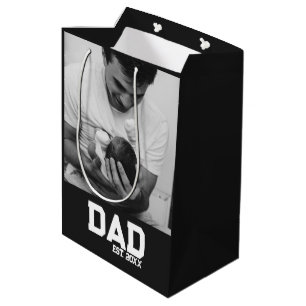 Dad Est Photo Black & White Year Father's Day Medium Gift Bag