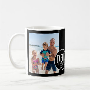 Dad Est. Photo Modern Bold Simple Kids Names Coffee Mug