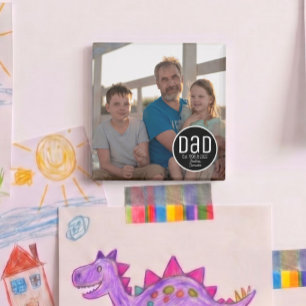 Dad Est. Photo Modern Bold Simple Kids Names Magnet