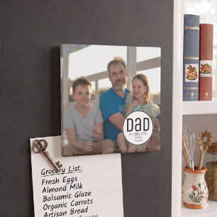 Dad Est. Photo Modern Bold Simple Kids Names Magnet