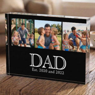 Dad Est. White Bold Minimal Text 3 Photos