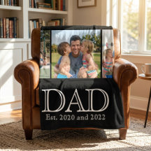 Dad Est. White Bold Minimal Text 3 Photos