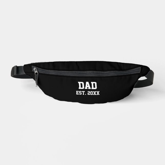 Dad Est. Year Black and White Text Template Bum Bags (Front)