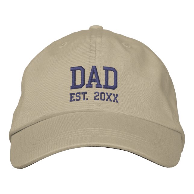 Dad Est. Year Brown Text Template Embroidered Hat (Front)
