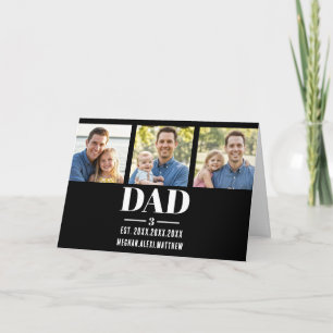Dad Est. Year Name Number Bold Font 3 Photo Card