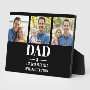 Dad Est. Year Name Number Bold Font 3 Photo Plaque