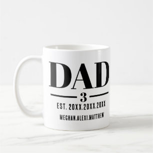Dad Est. Year Name Number Bold Font Coffee Mug