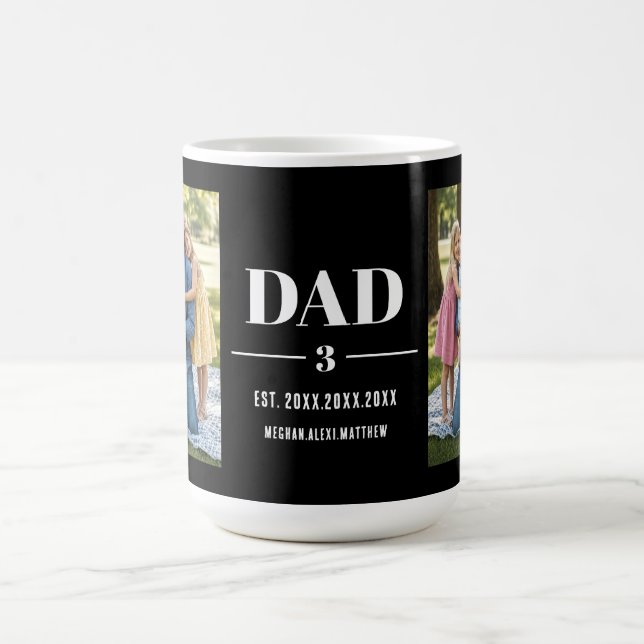 Dad Est. Year Name Number Bold Font Photo  Coffee Mug (Center)