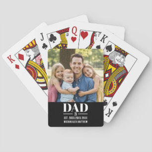 Dad Est. Year Name Number Bold Font Photo Playing Cards