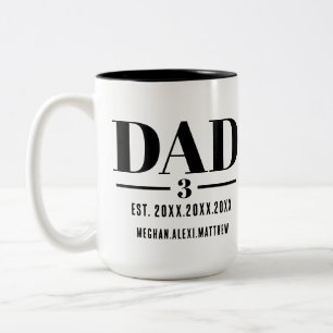 Dad Est. Year Name Number Bold Font Two-Tone Coffee Mug