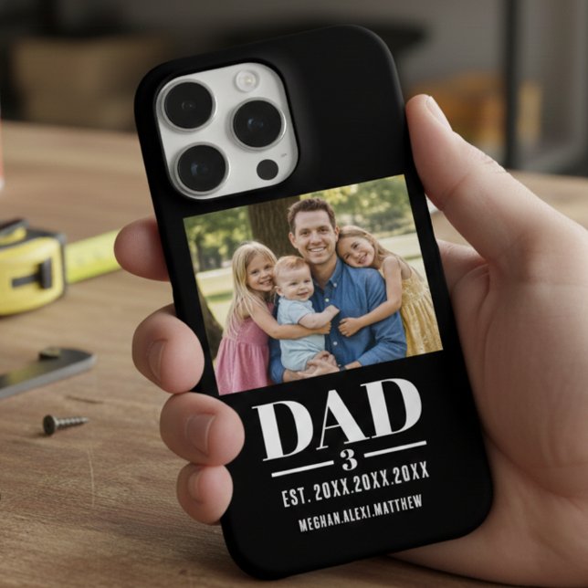 Dad Est. Year Name Number Photo Script iPhone Case (Creator Uploaded)