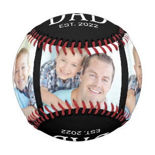 Dad Established 3 Photo Black Baseball