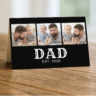 Dad Established 3-Photo Black White Father's Day Card