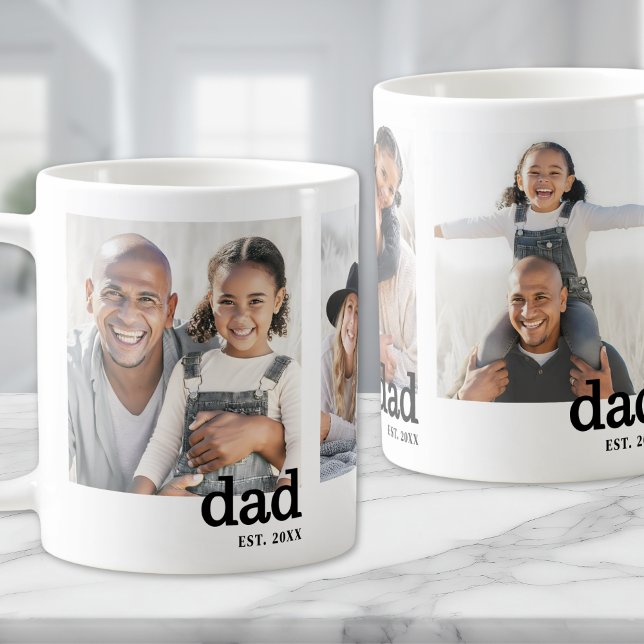 Dad Established 3 Photo Coffee Mug (Dad Established 3 Photo Collage Coffee Mug)