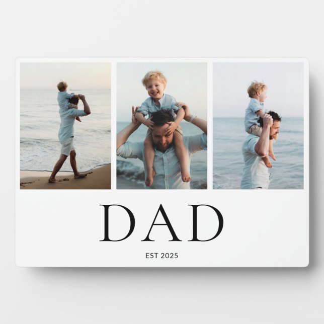 Dad Established 3 Photo Collage Plaque (Front)