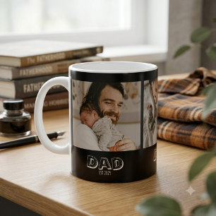 Dad Established 3 Photo Gift Father Keepsake Coffee Mug