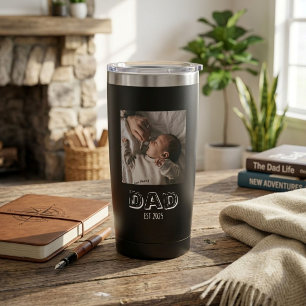 Dad Established 3 Photo Gift Father Keepsake Insulated Tumbler