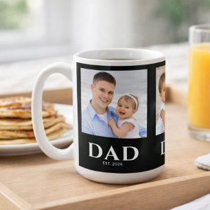 Dad Established Black 3 Photo Coffee Mug
