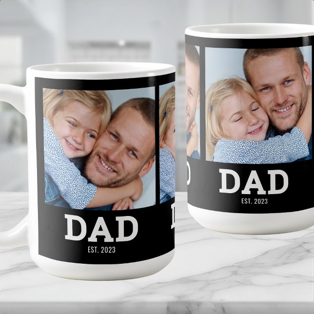 Dad Established Black 3 Photo Coffee Mug (Creator Uploaded)