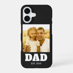 Dad Established Black Bold Photo iPhone 16 Case