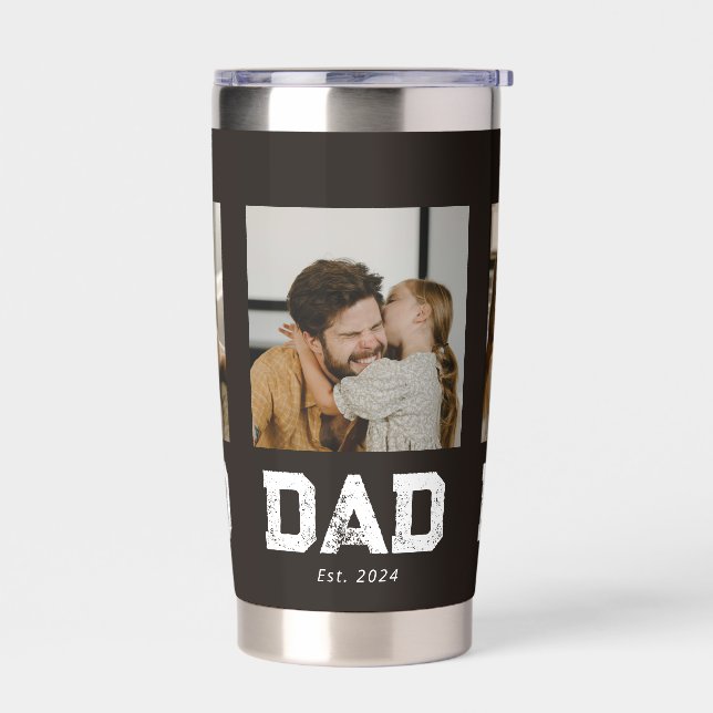 Dad Established Black Fun 3 Photo Insulated Tumbler (Left)