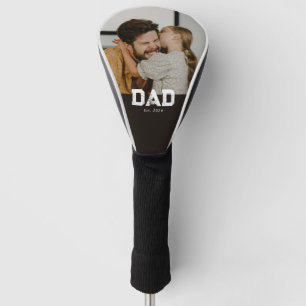Dad Established Black Fun Bold Photo Golf Head Cover