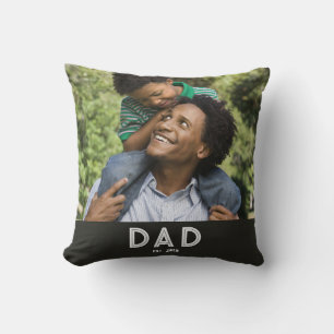 Dad Established Black Photo Gift Father's Day Cushion