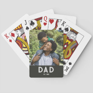 Dad Established Black Photo Gift Father's Day Playing Cards