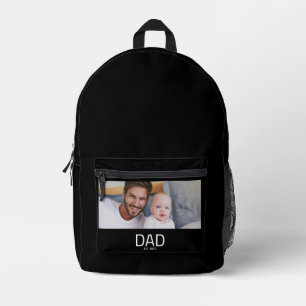 Dad Established Black Photo Printed Backpack