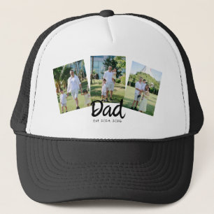 Dad Established black script 3 Photo Trucker Hat