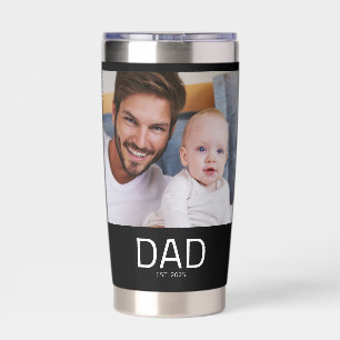 Dad Established Bold Black 2 Photo Insulated Tumbler