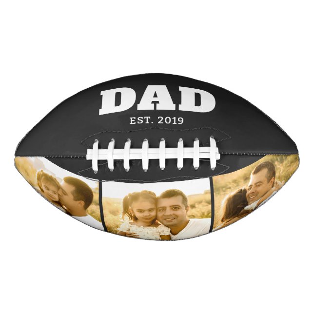 Dad Established Bold Black 3 Photo American Football (Front)
