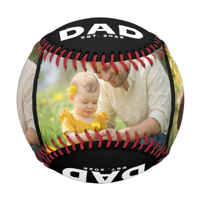 Dad Established Bold Black 3 Photo  Baseball (Front)