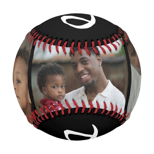 Dad Established Bold Black 3 Photo Baseball (Front)
