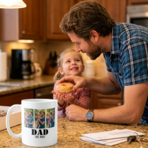 Dad Established Bold Black Font 3 Photos Coffee Mug
