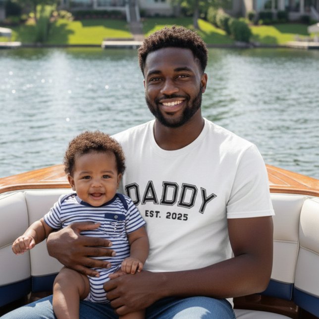 Dad Established Bold Black Name Year New Dad Gift T-Shirt (Creator Uploaded)