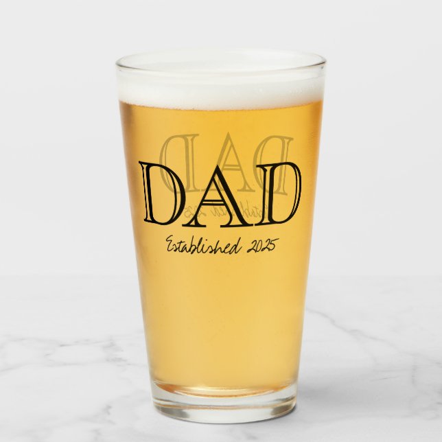 Dad Established Bold Black Text Beer Glass (Front Filled)