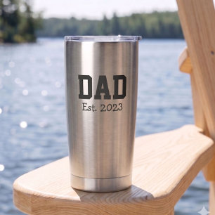 Dad Established Bold Black Text Stainless Steele Insulated Tumbler