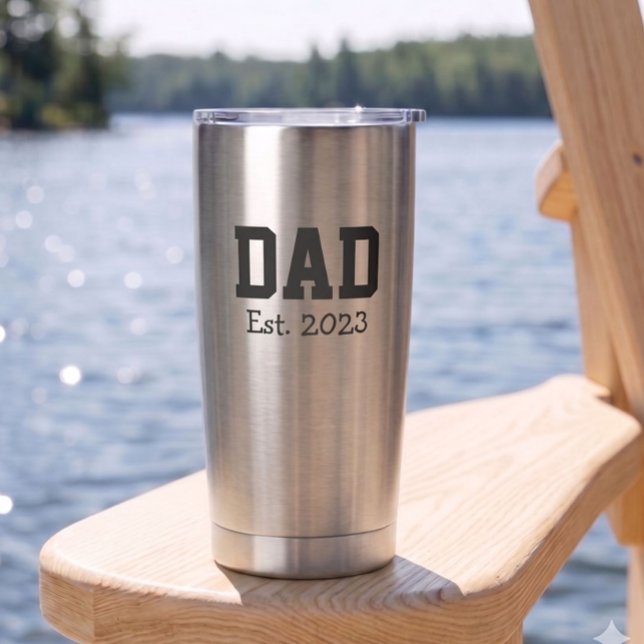 Dad Established Bold Black Text Stainless Steele Insulated Tumbler (Creator Uploaded)
