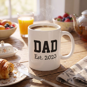 Dad Established Bold Black Text White Coffee Mug