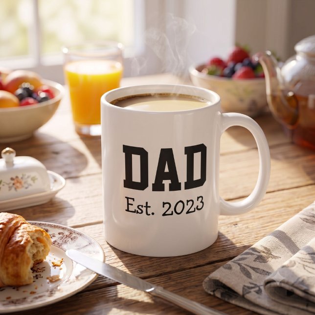 Dad Established Bold Black Text White Coffee Mug (Creator Uploaded)