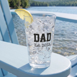 Dad Established Bold Black Text White Glass