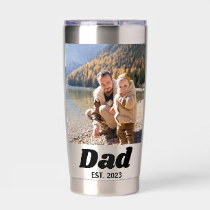 Dad Established Bold Black Typography Photo Insulated Tumbler
