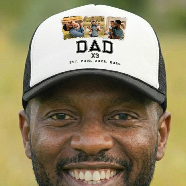 Dad Established Bold Black White 3 Photo Hat (Creator Uploaded)