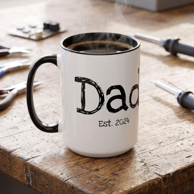 Dad Established Bold Black White Two-Tone Coffee Mug (Creator Uploaded)