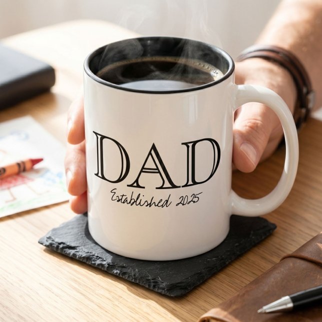 Dad Established Bold Black White Two-Tone Coffee Mug (Creator Uploaded)