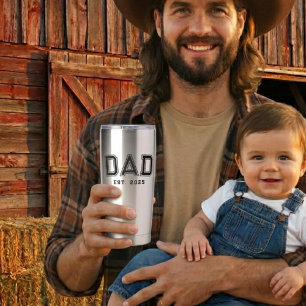 Dad Established Bold Black Year New Dad Gift Insulated Tumbler